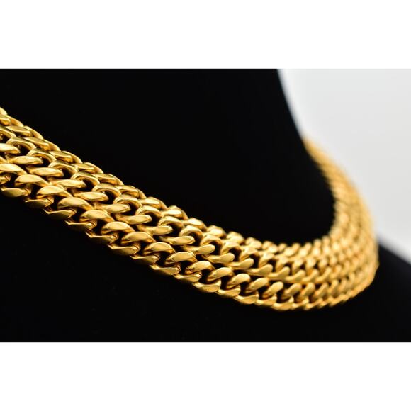 Givenchy Vintage Chunky Collar Necklace Brushed Gold Linked Chain Signed Bin1 - Picture 6 of 12